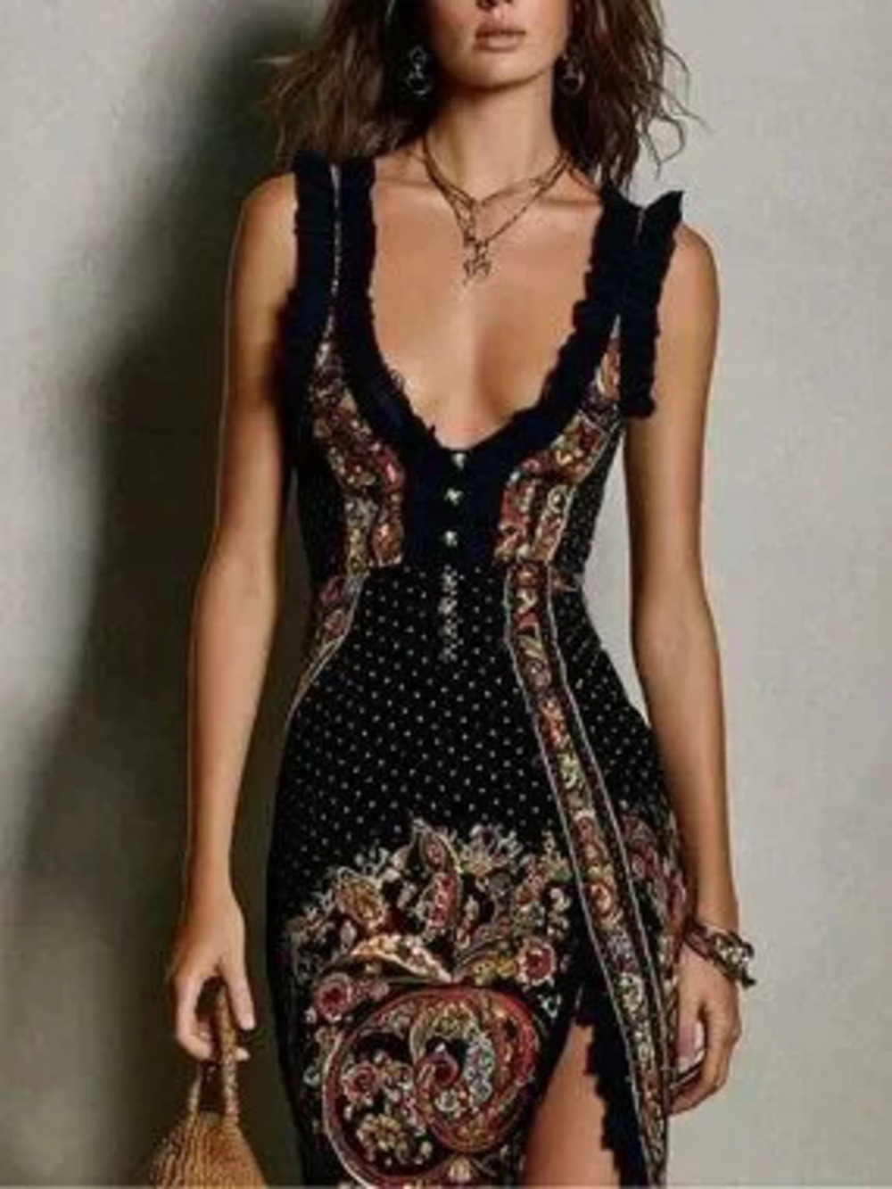 ZARA Black Casual Women's Sleeveless Long Dress with Slit